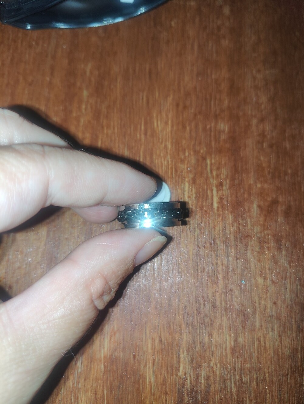 Unisex Black And Silver Chain Spinning Anxiety Ring